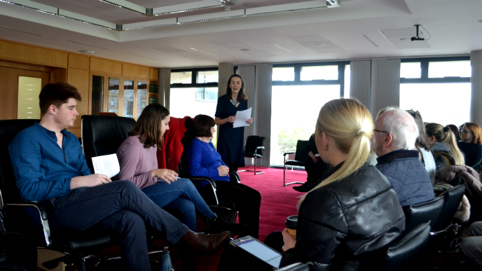 Maeve O'Rourke and mambers of the Human Rights Clinic Speak to survivors of the Magdalene Laundries.